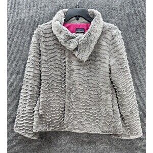 Patagonia Pelage Jacket Women's XS Gray Full Zip Snap Curly Fleece Fuzzy EUC